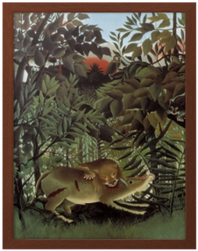 The Hungry Lion Throws Itself On The Antilope Framed - Lion Devouring Its Prey Rousseau (400x400), Png Download