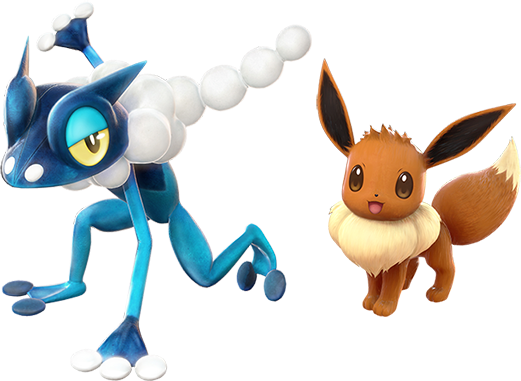 Pokken Frogadier And Eevee - Pokken Tournament Frogadier And Eevee (521x381), Png Download