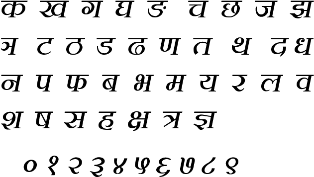 Nepali Alphabets And Numeric Character - Nepali Alphabet (669x383), Png Download