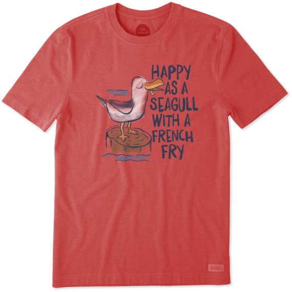 Men's Happy As A Seagull Crusher Tee - Happy As A Seagull With A French Fry Shirt (570x570), Png Download