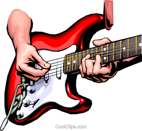Hands Playing The Guitar Royalty Free Vector Clip Art - Rockin The Cross Guitar (480x444), Png Download