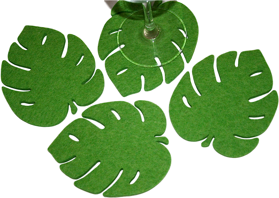 Palm Leaf Tropical Drink Coasters In 5mm Thick Virgin - Wool (1000x703), Png Download