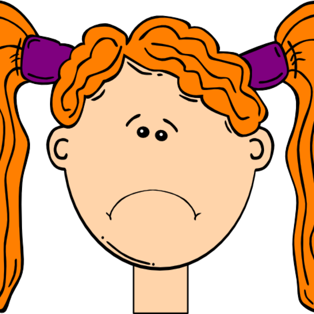 Frown Clip Art Collection Of Free Frowning Clipart - Cartoon Girl Face (1024x1024), Png Download
