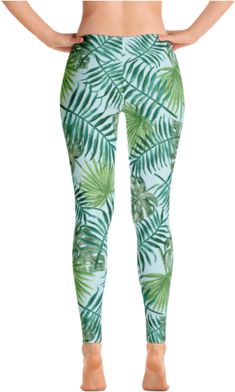Tropical Leaf Yoga Leggings - Pink Ocean (600x600), Png Download