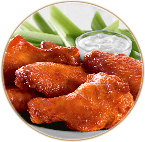 Our Wing Flavors Rock Try Them All - Hot Wings With Ranch And Fries (550x550), Png Download