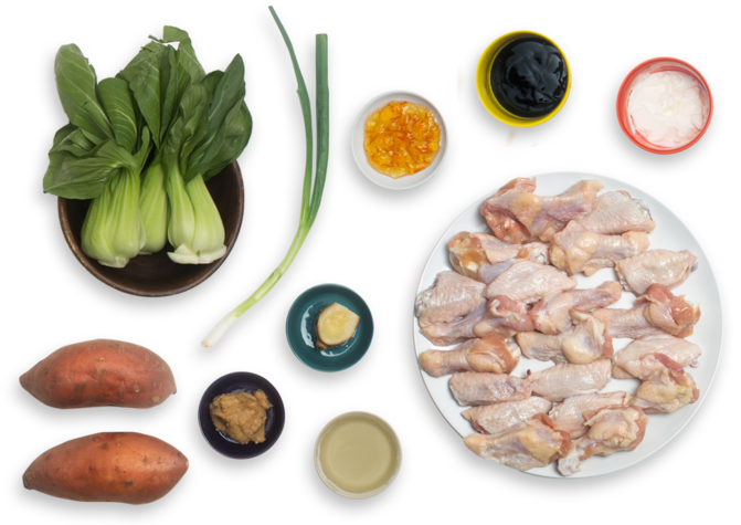 Orange-glazed Chicken Wings With Miso Sweet Potato - Buffalo Wing (700x477), Png Download