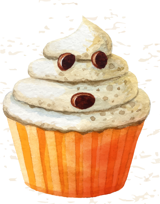 Vector Cupcakes Watercolor - Halloween Cake (709x709), Png Download