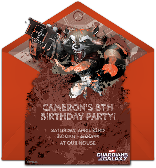 Gotg Rocket Raccoon Online Invitation - Guardians Of The Galaxy (650x650), Png Download