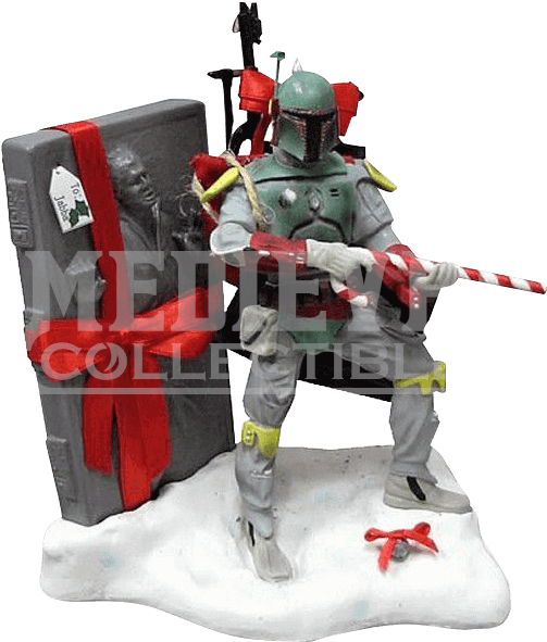 Star Wars Fabric Mache Christmas Boba Fett Statue - Kurt Adler Boba Fett (596x596), Png Download