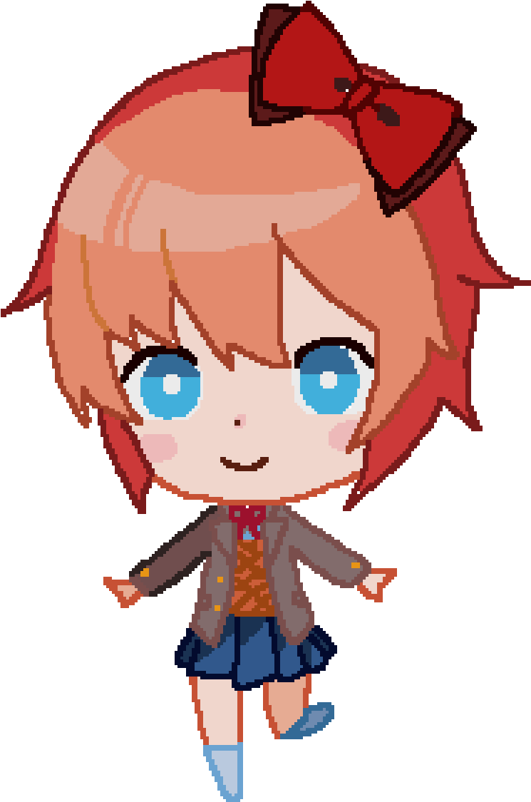 Sayori Chibi - Doki Doki Literature Club Poem Sprites (800x1180), Png Download