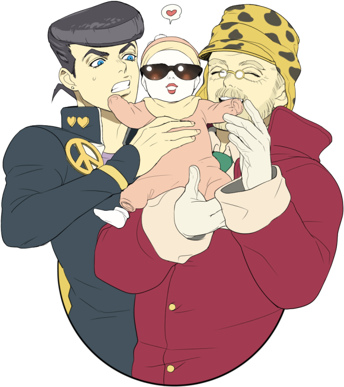 Higashikata Jousuke, Joseph Joestar, And Shizuka Joestar - Atheist (800x1031), Png Download