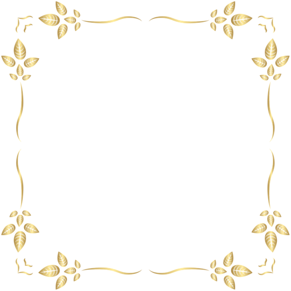 Leaves Square Gold Golden Frame Border Squareframe - Png Border Decorations Yellow (1024x1024), Png Download