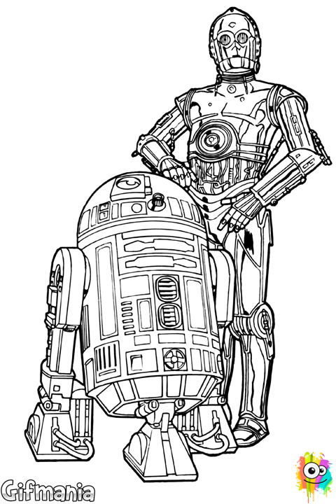 R2 D2 Y C 3po - C3po And R2d2 Drawing (480x720), Png Download