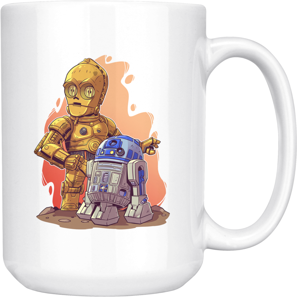 C3po And R2d2 Chibi Mug Star Wars - Star Wars R2d2 Cartoons (1024x1024), Png Download