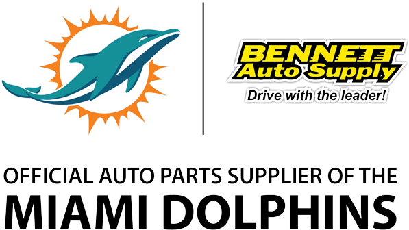 Bennett, Official Auto Parts Supplier Of The Miami - Miami Dolphins (600x358), Png Download