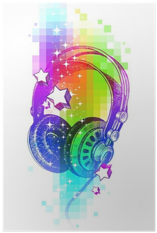 Colorful Vector Design With Hand Drawn Headphones Poster - Art Print: Vso's Hand Drawing Headphones, 30x30cm. (400x400), Png Download