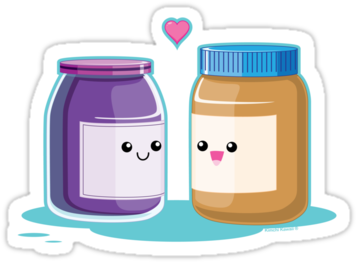 Peanut Butter And Jelly Die-cut Sticker By Kimchi Kawaii - Cute Peanut Butter And Jelly (375x360), Png Download