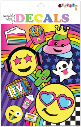 Emoji Party Decals Large - Iscream Groovy Patches Sheet Of Repositionable Vinyl (415x415), Png Download