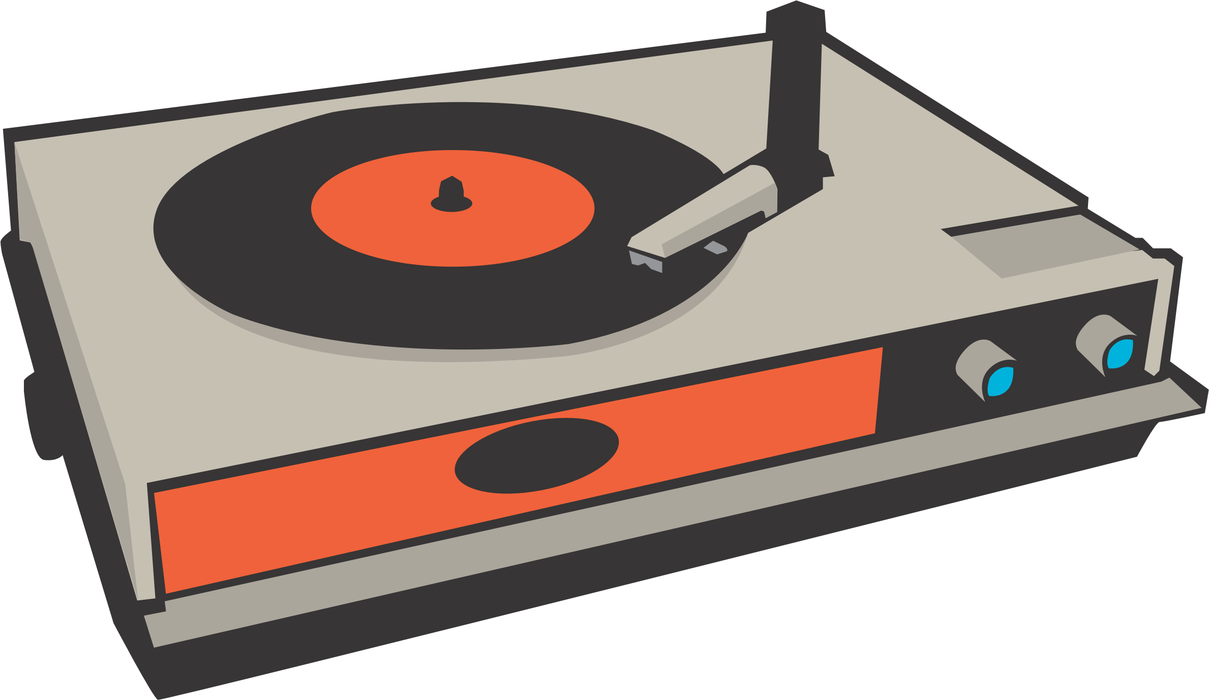 Vector Black And White Stock - Record Player Clipart Png (2378x1376), Png Download