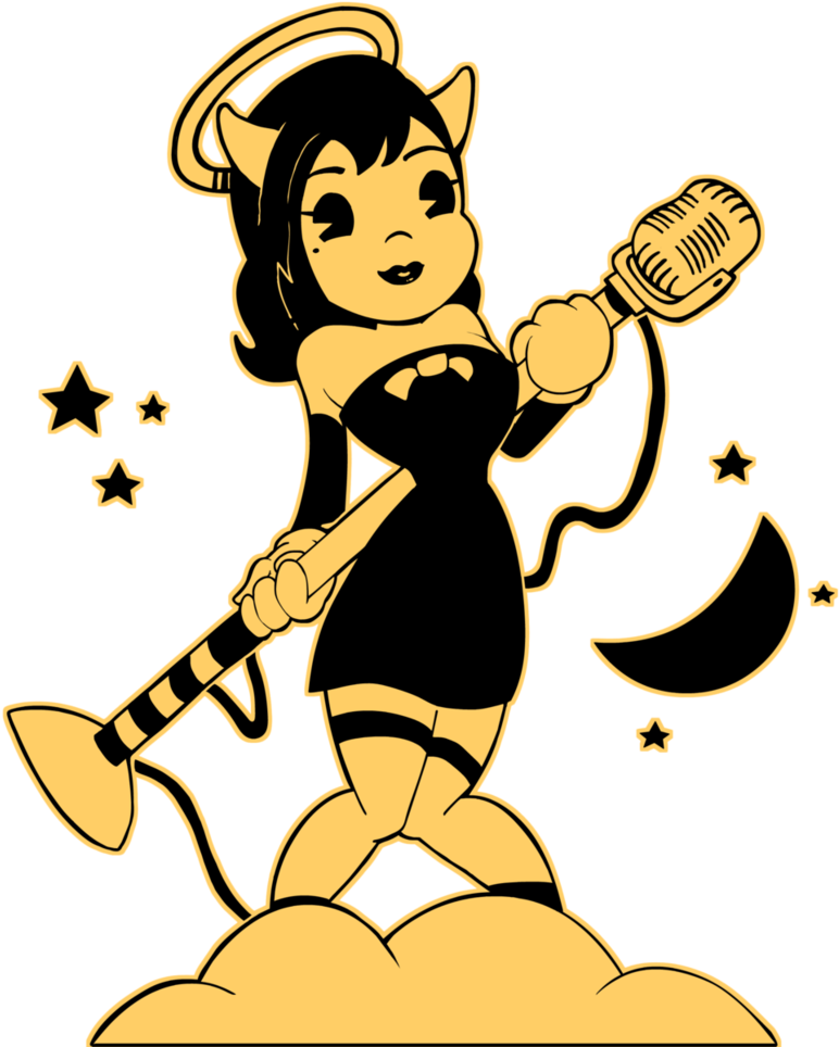 Clip Black And White Download Alice Angel Sings Batim - Bendy And The Ink Machine Drawings (822x971), Png Download