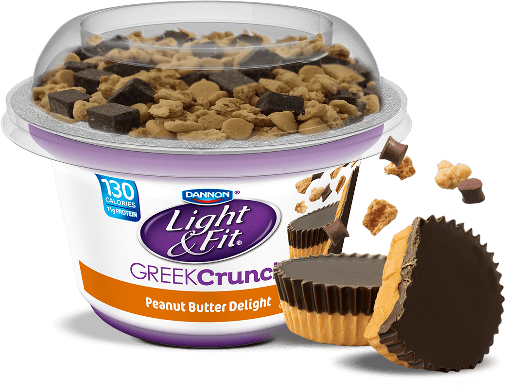 Peanut Butter Delight Nonfat Greek Yogurt Crunch - Light And Fit Yogurt Peanut Butter (1140x810), Png Download