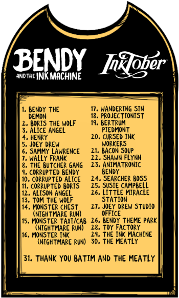 30 Sep - Bendy And The Ink Machine Inktober (393x600), Png Download