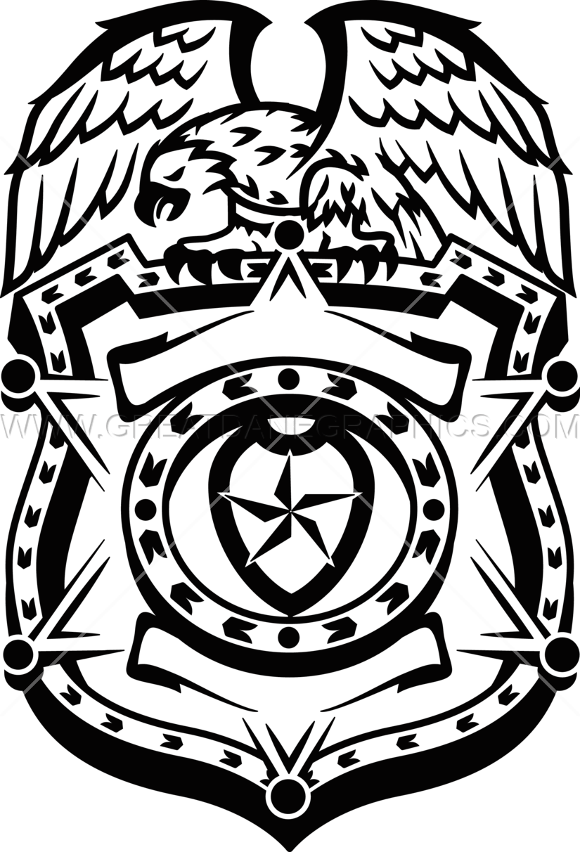 Clipart Black And White Stock Police Badge Production - Black And White Police Badge (825x1212), Png Download