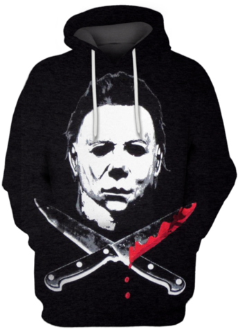 3d Michael Myers Tshirt - Rock Rebel Halloween 2 Micheal Myers Cross Knives Bi-fold (500x499), Png Download