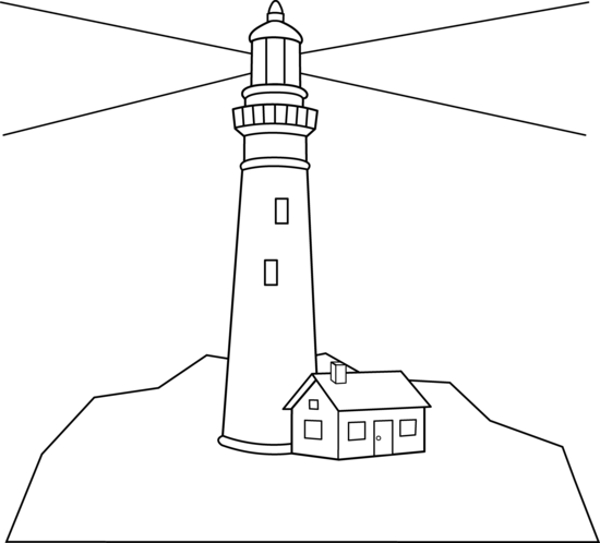Outline Of A Lighthouse (550x498), Png Download