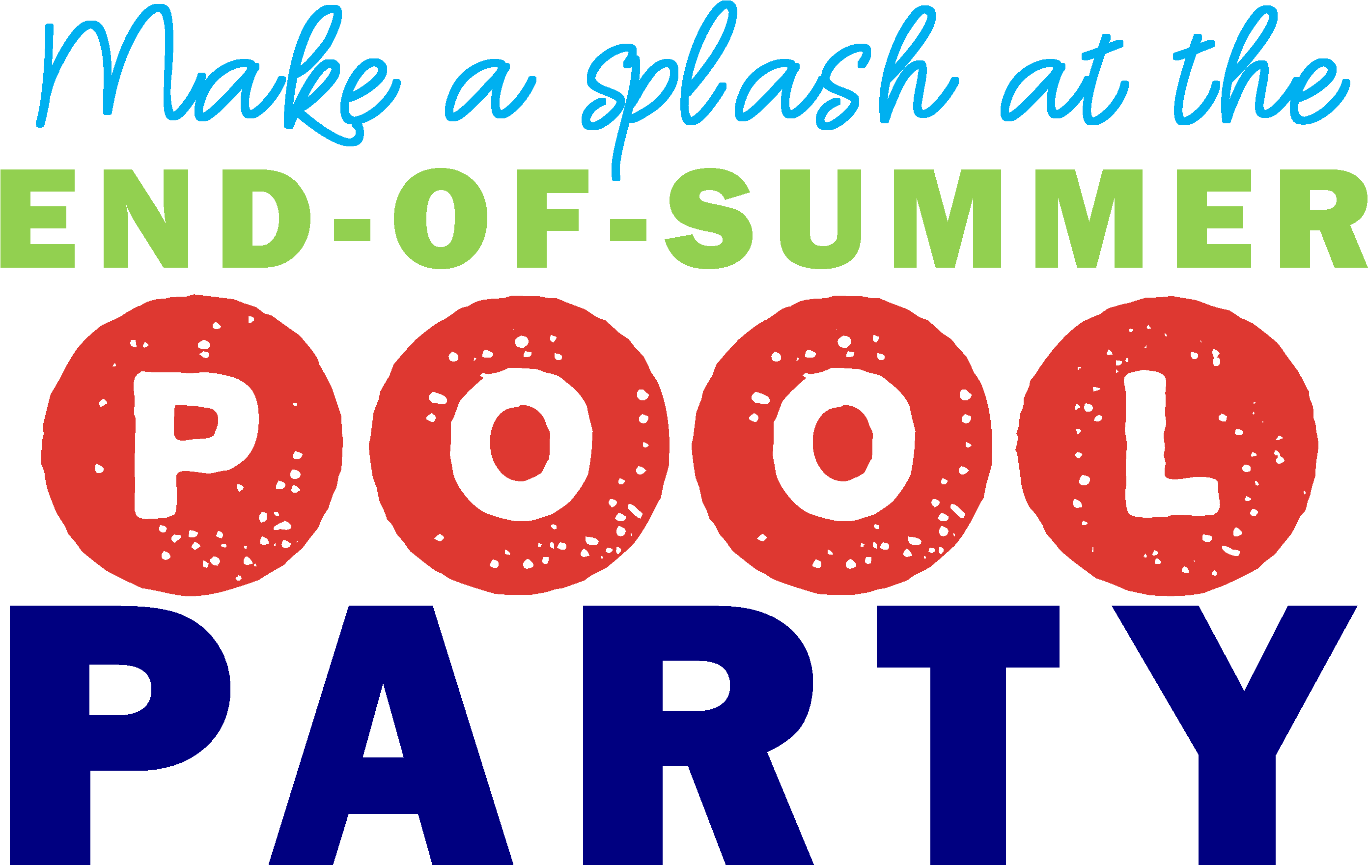 Pool Party Text Sq - Civic Party (3363x2074), Png Download