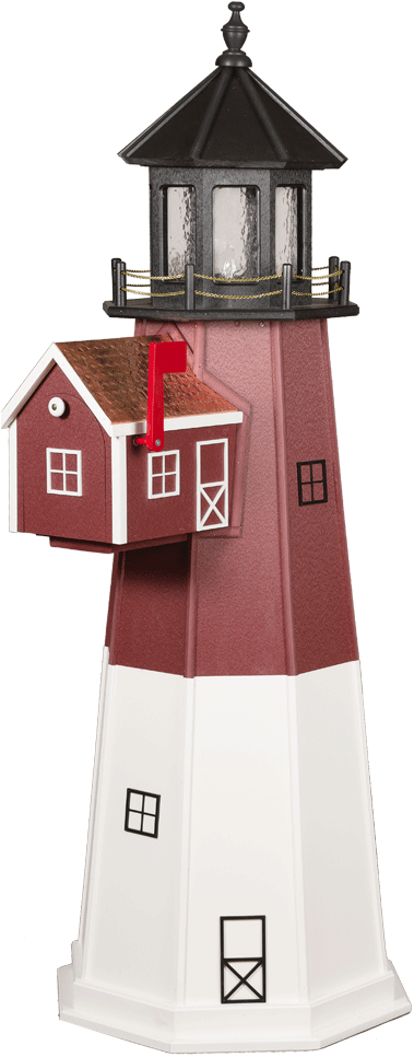 Barnegat Lighthouse Mailbox - Beaver Dam Woodworking Llc Amish Handcrafted Poly Garden (390x1000), Png Download