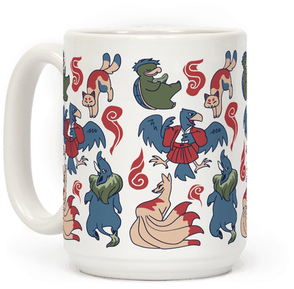 Yokai Guys Pattern Coffee Mug - T-shirt (484x484), Png Download