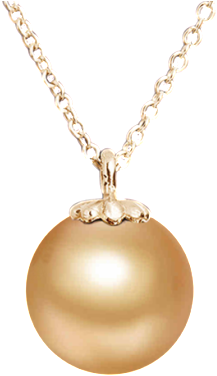Petite South Sea Pearl Pendant In Yellow Gold - Pearl Necklace Png Transparent (400x400), Png Download
