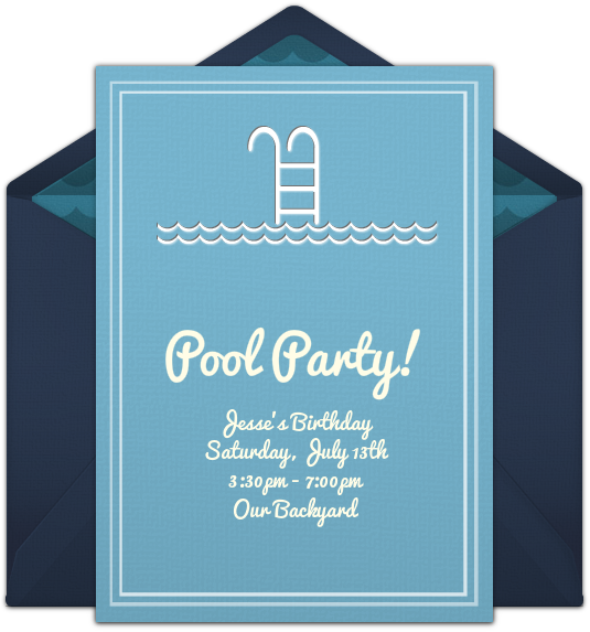 Pool Party Online Invitation - Sign (650x650), Png Download