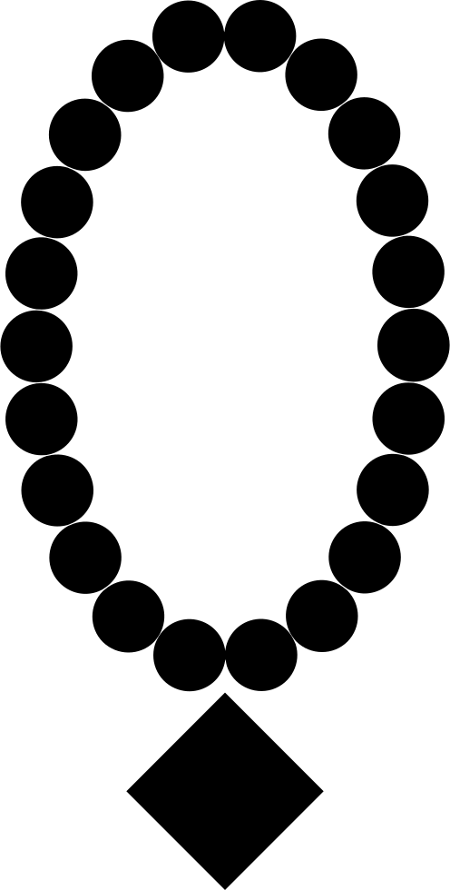 Pearl Necklace With Diamond Pendant Comments - Clip Art Black And White Mala (496x980), Png Download