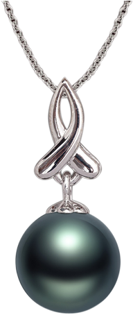 Tahitian Pearl Pendant In White Gold - Tahitian Pearl (488x487), Png Download