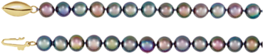 14k Yellow Freshwater Cultured Black Pearl 16" Necklace (400x400), Png Download