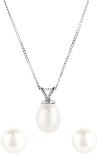 9ct Gold Freshwater Pearl Pendant And Earring Set - Dyrberg/kern (350x350), Png Download