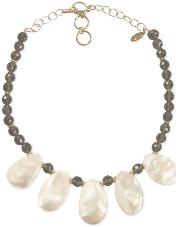 Smoky Quartz Mother Of Pearl Necklace - Silver Top Gsv Bottom Pat P (570x760), Png Download