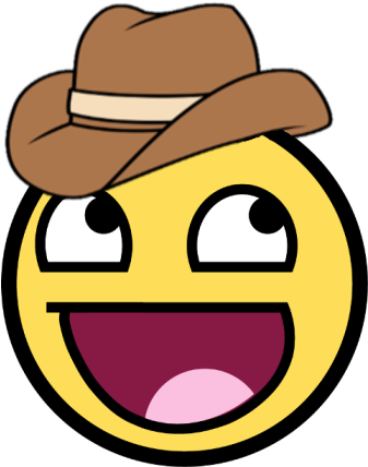 Awesome Cowboy Smiley - Awesome Face Cowboy (370x439), Png Download