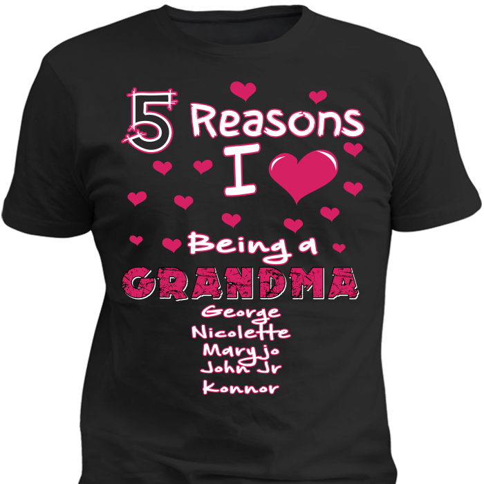 Standard Tees Standard Shirt Black 5 Reasons I Love - T-shirt (700x700), Png Download