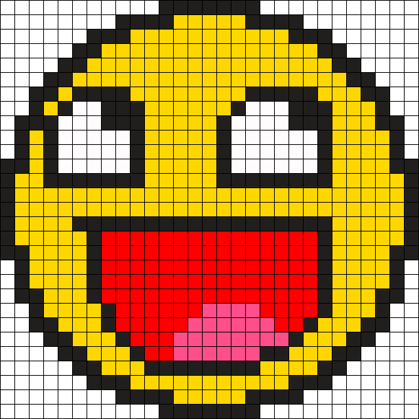 Awesome Face Perler Bead Pattern / Bead Sprite - Imagenes De Emojis Pixelados (610x610), Png Download