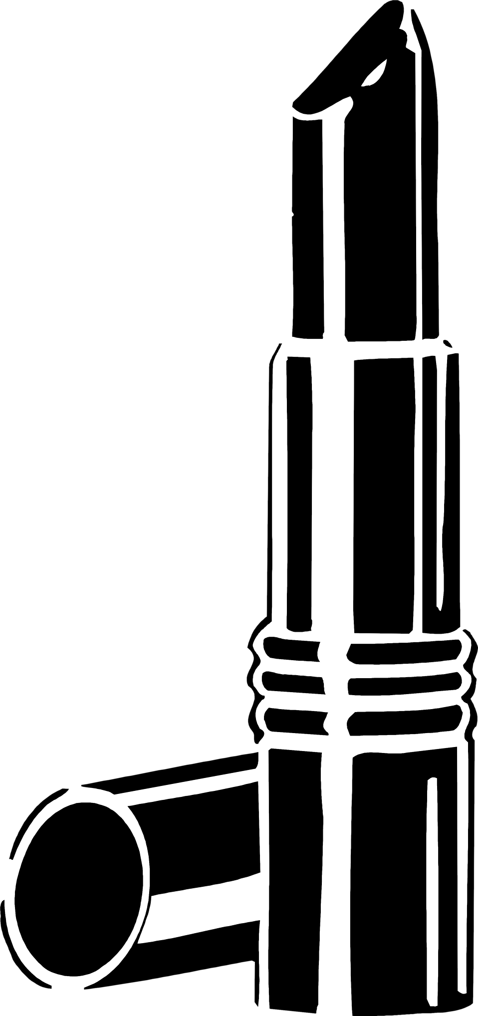 Lips Clipart Makeup - Lipstick Black And White (958x2036), Png Download