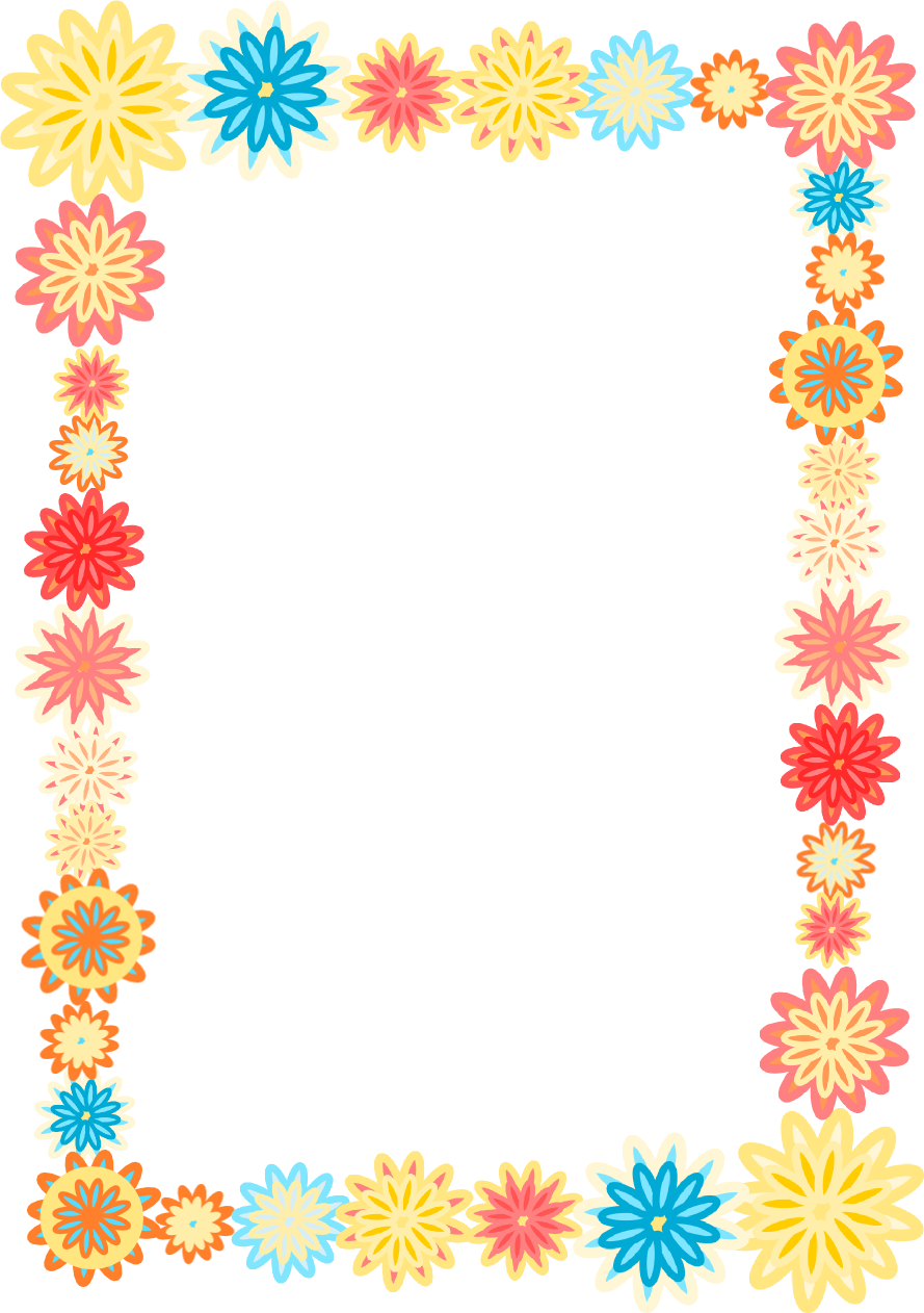Free Digital Scrapbooking Flower Frame - Colorful Flower Frames (889x1262), Png Download