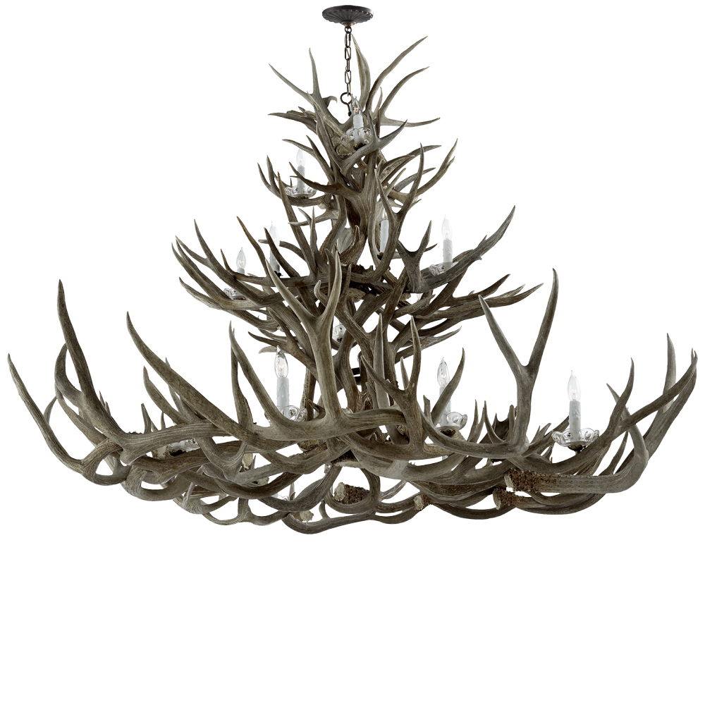 Straton Triple Tier Chandelier In Natural Bone - Ralph Lauren Antler Crystal Chandelier (1000x1000), Png Download