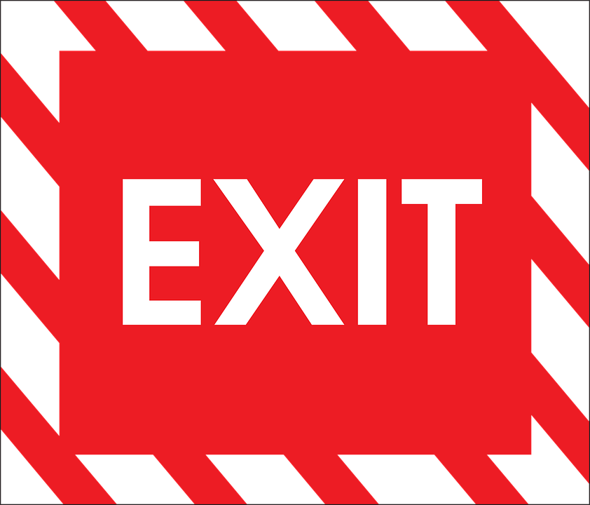 Sign, Information, Exit, Door, Emergency, Leave, Leaves - Emergency Exit Clip Art (640x546), Png Download