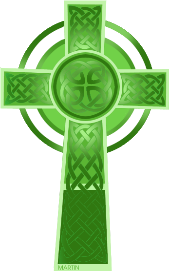 Celtic Cross - Gaelic Cross Green Clipart (398x608), Png Download