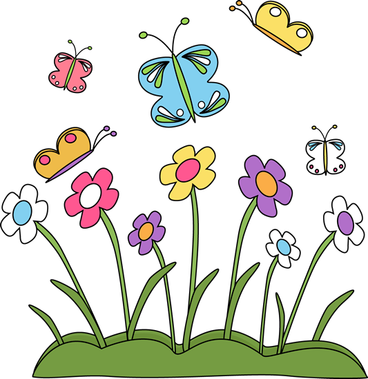 Spring Flowers And Butterflies Clip Art - Clipart Of Spring Season (533x550), Png Download