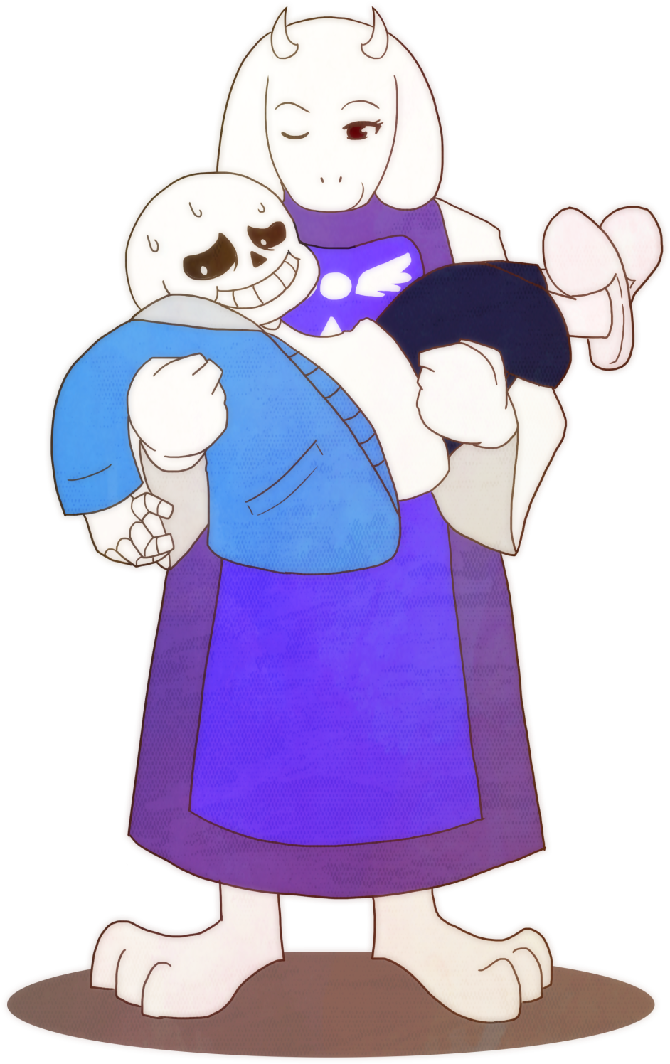 #undertale #sans #toriel #bridal Carry #papyrus #twitter - Sans Carrying Papyrus (1280x1811), Png Download