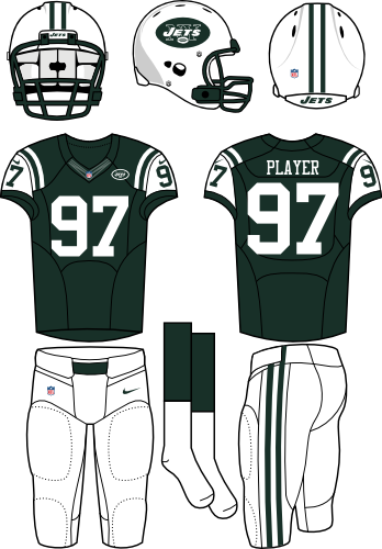 New York Jets Uniform - New York Jets Home Uniform (348x500), Png Download